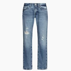 FRAME Denim L'Homme Slim Jeans Bluejay Rips Size Mens 36 x 32 NWT Distressed